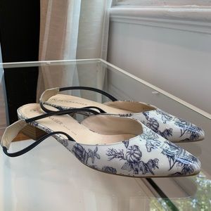 Peter Kaiser - sling back blue patter mule flats
